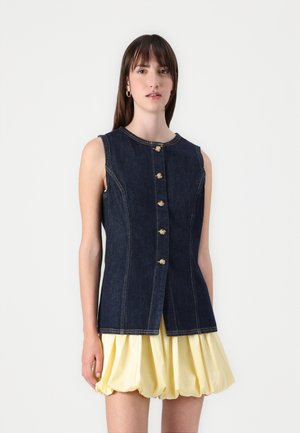Abercrombie & Fitch Tie-Back Denim Vest - Top - rinse wash