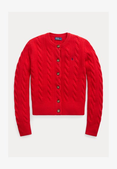 Polo Ralph Lauren CABLE KNIT WOOL CASHMERE CARDIGAN - Kardigán - fall red
