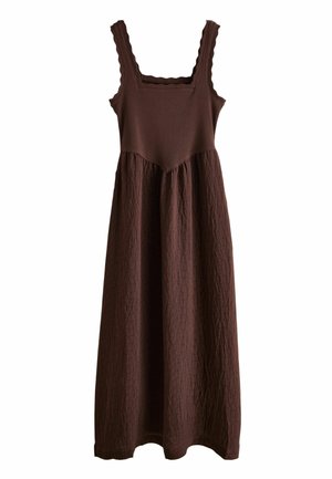 Next, TALL FIT - JERSEY WOVEN MIX MIDI DRESS . - Jersey dress - chocolate brown