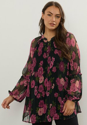 FLORAL  PLEATED  - Bluse - black