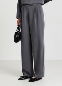 Calliope PALAZZO CON DOPPIA PINCES - Pantalon classique - grigio fumo melange