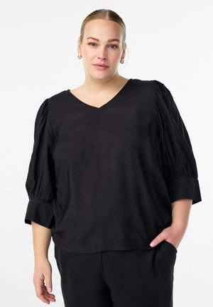 MIT V-AUSSCHNITT UND 3/4-ÄRMELN - Blouse - black
