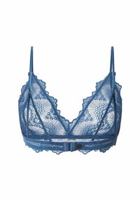 Kanten bralette in diepgroen met driehoekige cups, gegolfde randen en verstelbare bandjes met een haak-en-oog sluiting aan de achterkant.