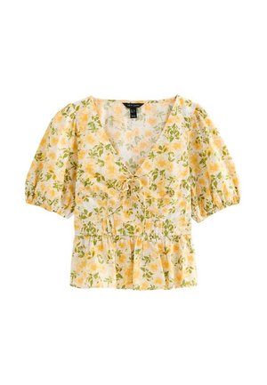 New Look, YELLOW FLORAL PRINT V-NECK TOP - Blusa - orange yellow pattern