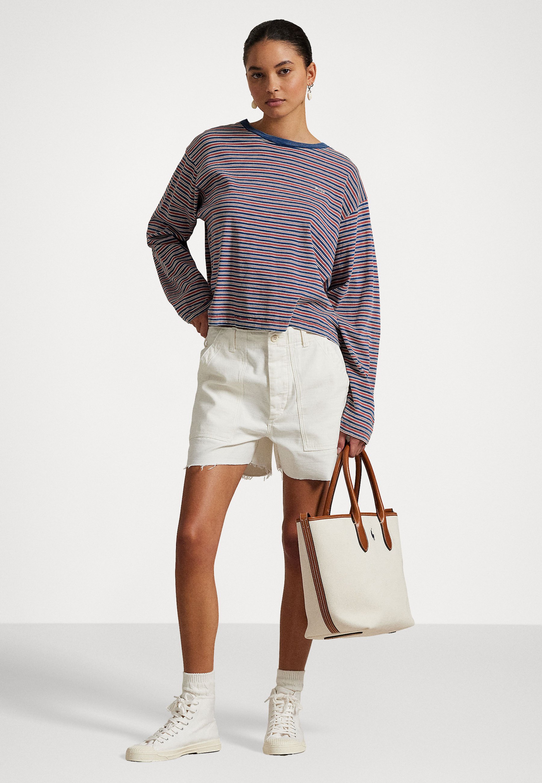 売れ筋商品|||ラルフローレン Tシャツ レディース トップス UNEVEN JERSEY KNIT T-SHIRT - Long sleeved top - soft red multi Polo Ralph Lauren UNEVEN JERSEY KNIT T-SHIRT - Long sleeved