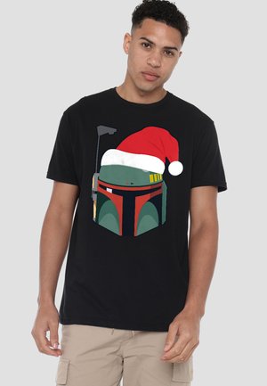 BOBA FETT CHRISTMAS SANTA HAT - Print T-shirt - black