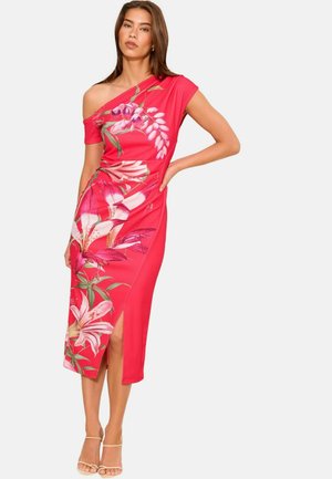Lipsy, REGULAR FIT - OFF THE SHOULDER GATHERED WAIST MIDI DRESS  . - Etuikleid - bright pink