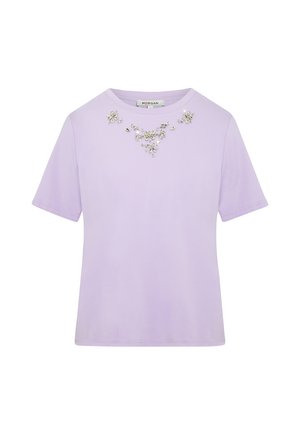 Morgan, MORGAN MORGAN SHORT-SLEEVE T-SHIRT WITH RHINESTONES - T-shirts print - mauve