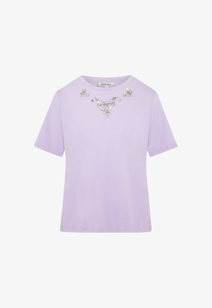 Morgan, MORGAN MORGAN SHORT-SLEEVE T-SHIRT WITH RHINESTONES - Printtipaita - mauve