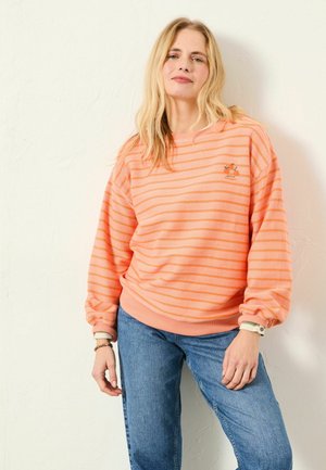 TEXTURED STRIPE CREW - Sweatshirt - bright orange