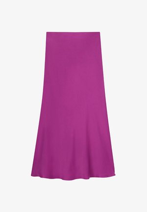 A flowy, knee-length skirt in bright magenta fabric. The design features a smooth texture and a subtle A-line shape with no visible fastenings.