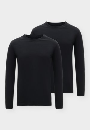 Pier One by Zalando, ADAPTIVE - BASIC LONG SLEEVE CREW-NECK 2-PACK - Блуза с дълги ръкави - black