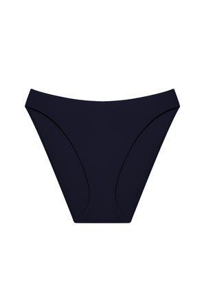 Marineblå sømløs bikinistil undertøy med glatt, elastisk stoff og elastisk midjebånd.