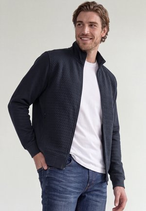 Street One MEN, SWEATJACKE MIT STEHKRAGEN UND 3D-STRUKTUR - Sweater met rits - dark ink blue