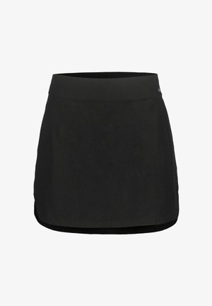 Schwarzer Rock mit einem taillierten Bund, gefertigt aus weichem Material. Verfügt über einen ausgestellten Saum und seitliche Schlitze für mehr Bewegungsfreiheit. Einfaches und vielseitiges Design.