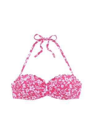 Bikini-Top - neonpink-weiß