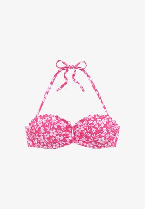 Haut de bikini - neonpink-weiß