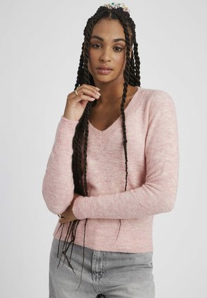 COL V UNI - Pullover - rose pâle