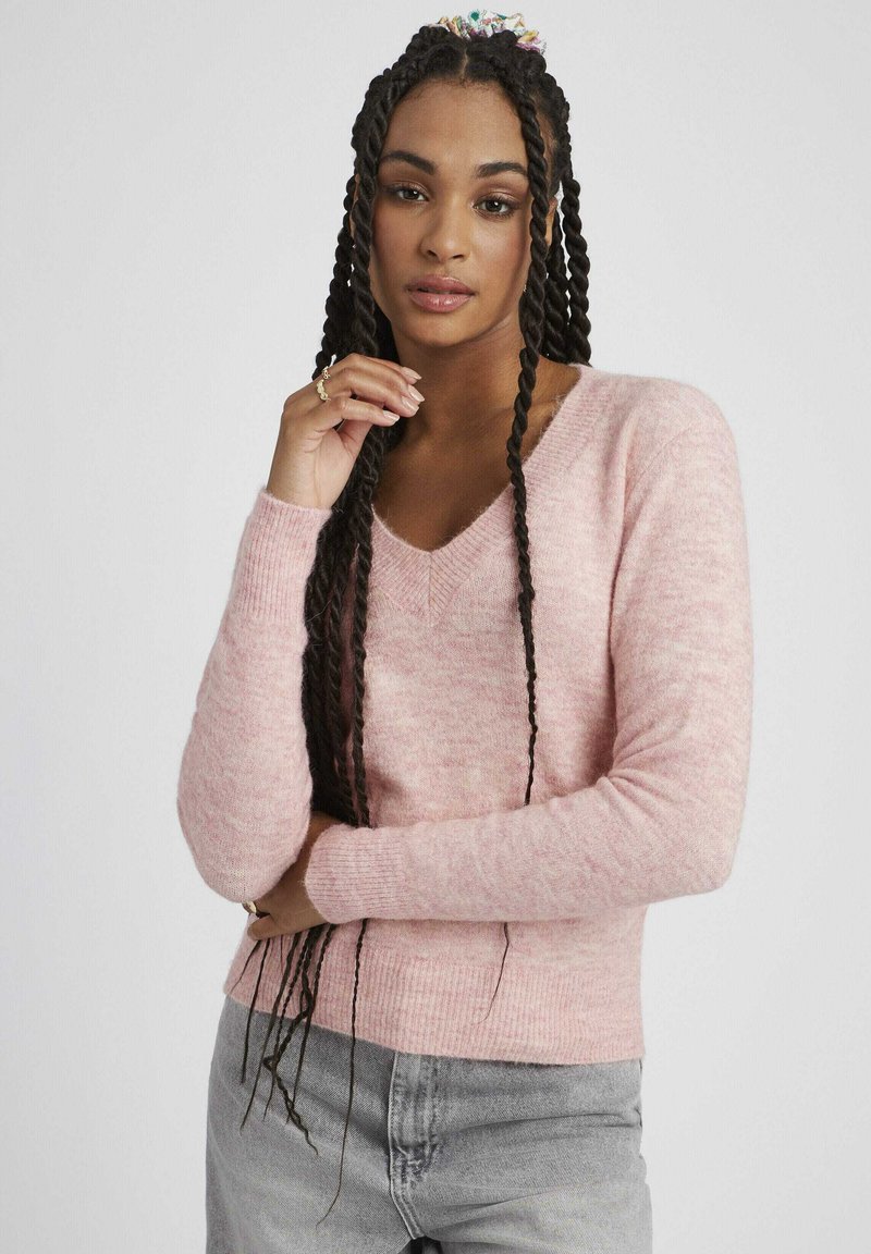 BZB COL V UNI - Pullover - rose pâle