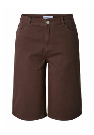 Pieces, PCSALUME MW WIDE DENIM SHORTS - Denimshorts - hot fudge