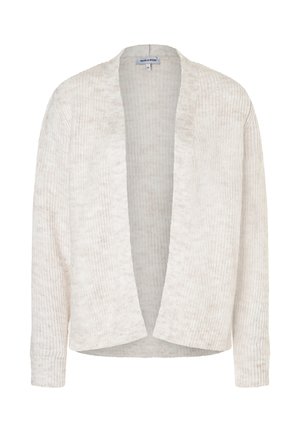 Helle beige, offene Strickjacke mit langen Ärmeln und geripptem Muster, Größe 36 von der Marke More & More.