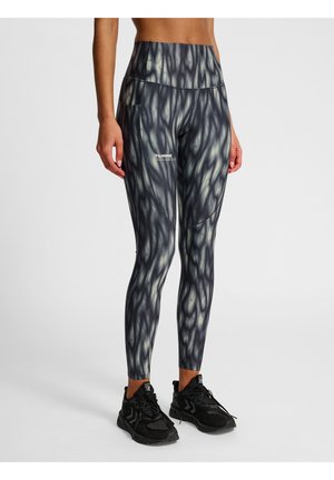 Mönstrade leggings med hög midja, med en färgskala av svart, grått och krämfärgat. Inkluderar en sidficka och en logotypdetalj.