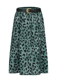 CREPE MIT LEO PRINT INKLUSIVE GÜRTEL - Suknja A kroja - green