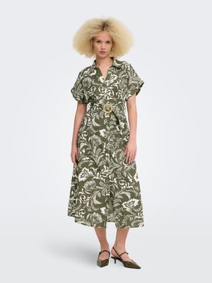 ONLY HEMDBLUSENKLEID ONLJAKIRI LANGES KLEID - Blousejurk - khaki