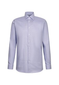 Lichtblauw overhemden met een klein ruitpatroon, lange mouwen en een klassieke kraag. Gemaakt van geweven stof met een soepele textuur.
