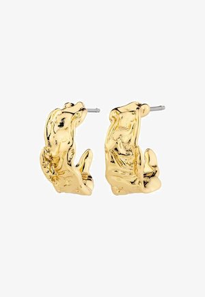 Ohrringe aus Goldton mit einem organischen, strukturierten Design. Sie verfügen über eine einzigartige, skulptural gestaltete Form mit polierter Oberfläche und sicherem Steckverschluss.