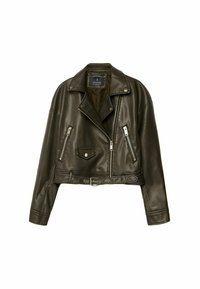 Stradivarius Veste en similicuir - khaki