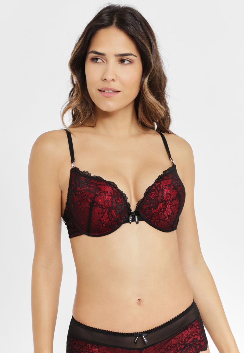 JETTE - Push-up BH - dark red/black, Vergroten