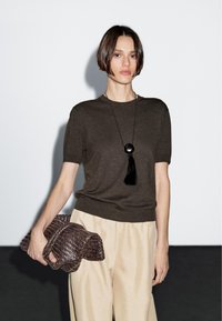 Massimo Dutti SHORT-SLEEVE  - Basic T-shirt - mottled dark brown