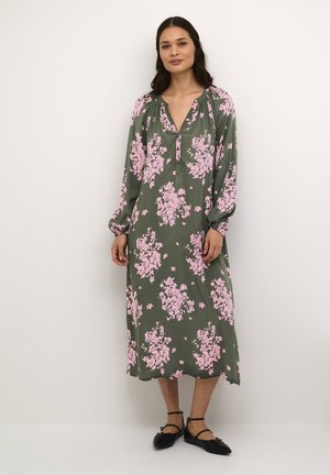 Kaffe BPAYA MIDI LOOSE FIT - Vestido largo - green pink big flower