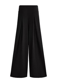 WIDE-LEG WITH FRONT PLEAT AND SOFT-TOUCH - Pantaloni - black