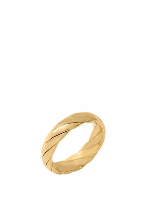 Bague anneau torsadé en or avec une surface lisse et brillante et un design entrelacé continu.