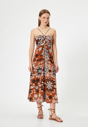 MIDI HALTER NECK - Robe de jour - brown