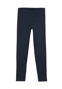 Marineblaue Stretchleggings aus weichem Stoff, mit einer taillierten Passform, elastischem Bund und glatten Nähten für zusätzlichen Komfort.