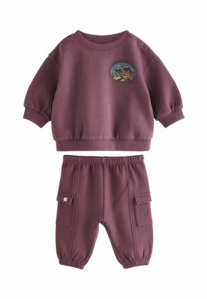 Next SET - Hlače - burgundy red bear