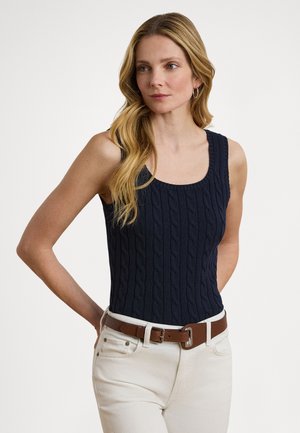 CABLE-KNIT SLEEVELESS SWEATER - Pullover - navy