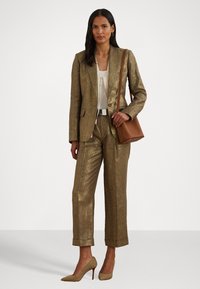 Lauren Ralph Lauren STRETCH VELVET BLAZER - Žakete - metallic bronze
