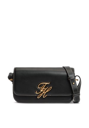 Tommy Hilfiger LEATHER FLAP LOGO PLAQUE CROSSBODY BAG - Τσάντα χιαστί - black
