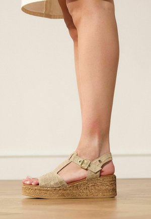 Manfield, Sandales à plateforme - beige