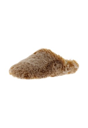 Morbidissima pantofole marrone soffice con punta chiusa e tallone basso, progettata per il comfort indoor.