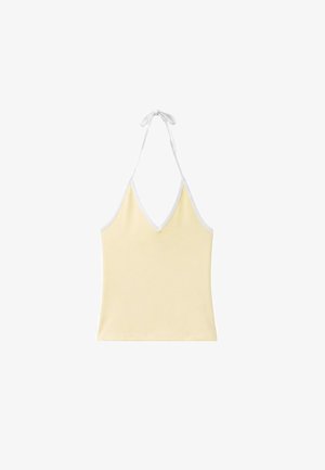 Stradivarius, FITTED HALTER TOP - Top - light yellow