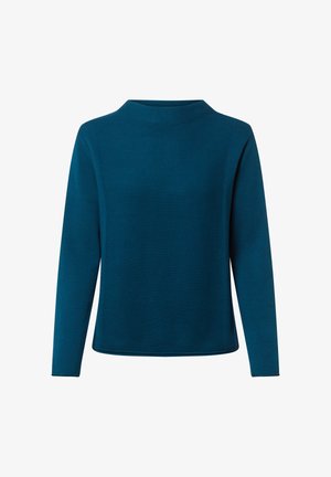 Türaqua-langärmliger Pullover mit Rundhalsausschnitt und strukturiertem Rippenmuster. Gerader Schnitt ohne sichtbare Beschläge oder Akzente. Weicher, gestrickter Stoff.