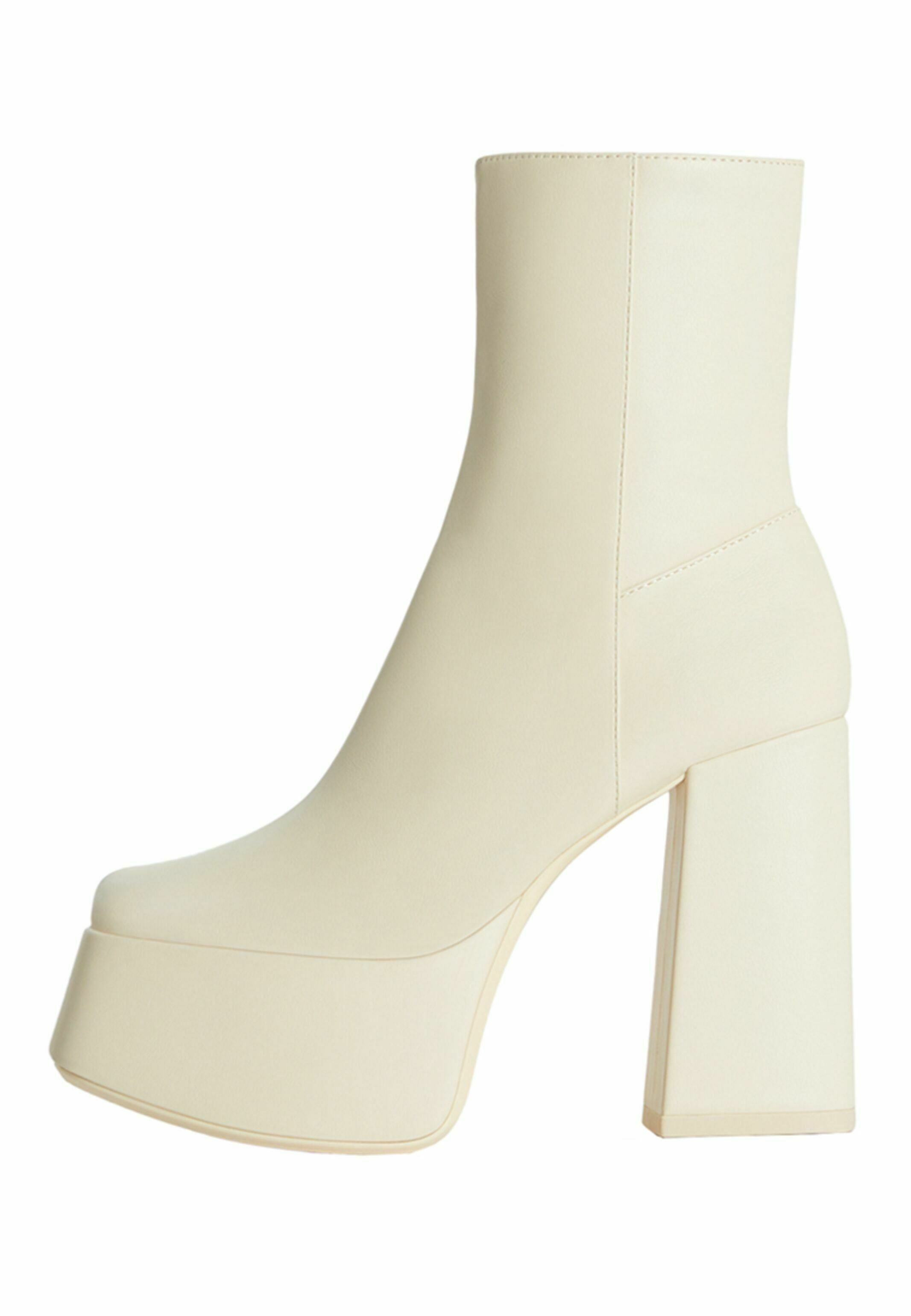 Bershka XL PLATFORM - Enkellaarsjes met hoge hak - off white/crème - Zalando .nl