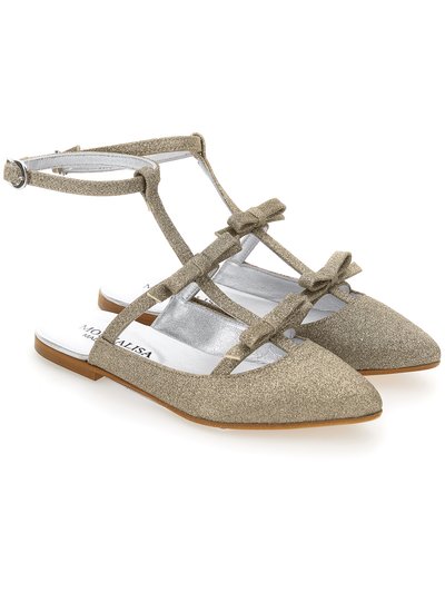 Monnalisa Ballerina med hælstøtte - platino