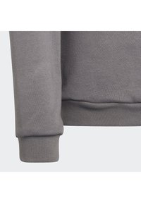 Grå hettegenserarm med tekstilstruktur, ribbet mansjett og et enkelt design uten ekstra mønstre eller aksenter.