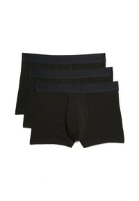 Boxer-briefs noirs en coton avec une ceinture élastique foncée portant le logo Lacoste, présentés dans un pack de trois.